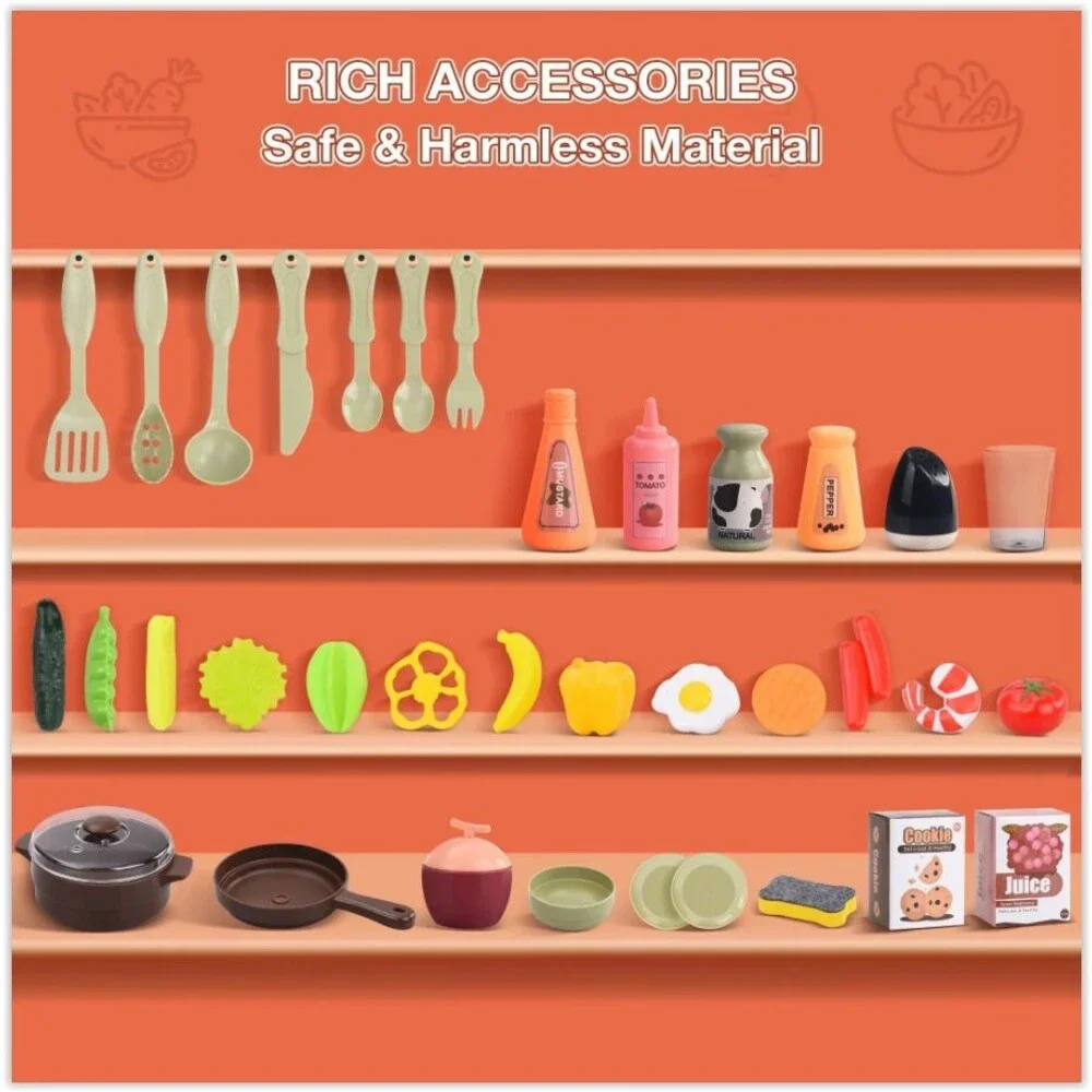 Kids Kitchen PlaySet Cooking, 42 Pcs  with Sounds, Lights, Misting and Steam NEW